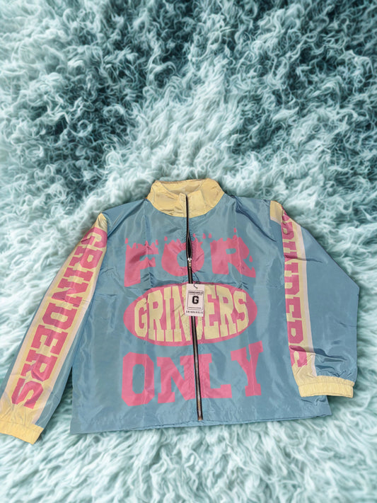 "For Grinders Only" Windbreaker Jacket - Aqua/Pink Edition