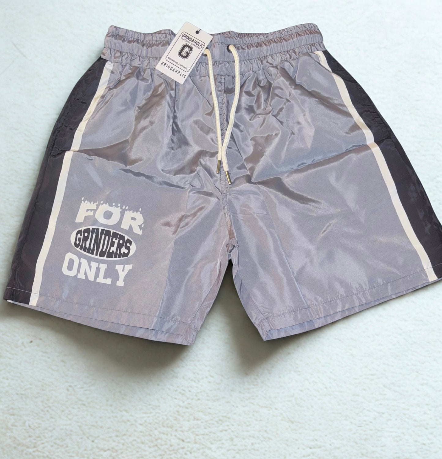 For Grinders Only Windbreaker Shorts - Black/Grey Edition